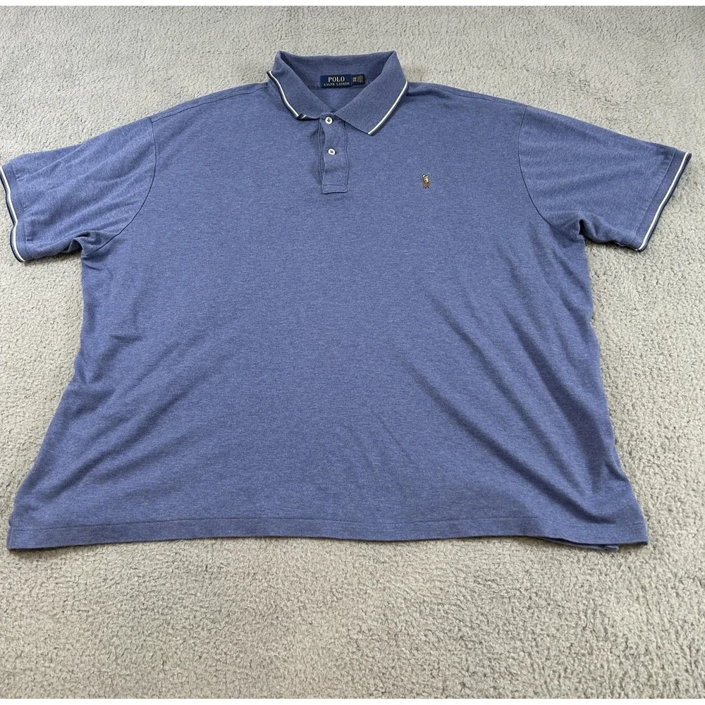 Polo Ralph Lauren Polo Shirt Mens 3XL Blue‎ Pima Cotton Big Pony Classic Fit